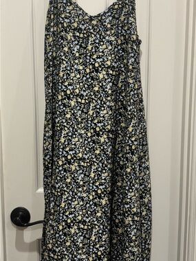 Floral A-Line Maxi Skirt in Black and Yellow